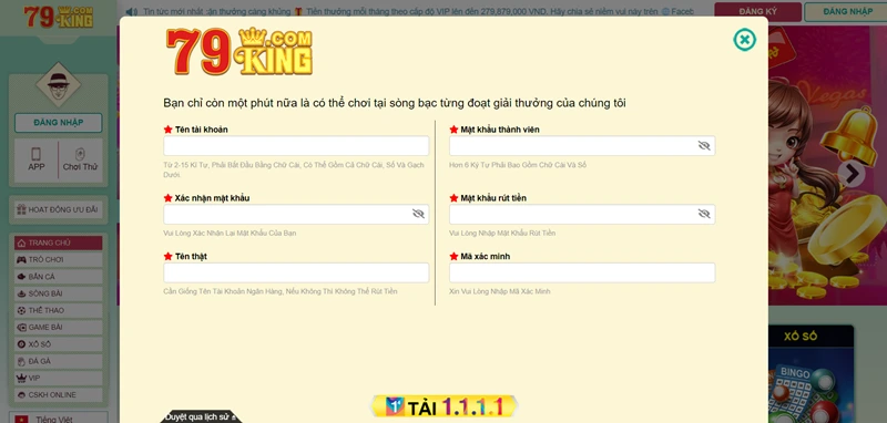 Đăng ký Nhà cái 0King79 Com